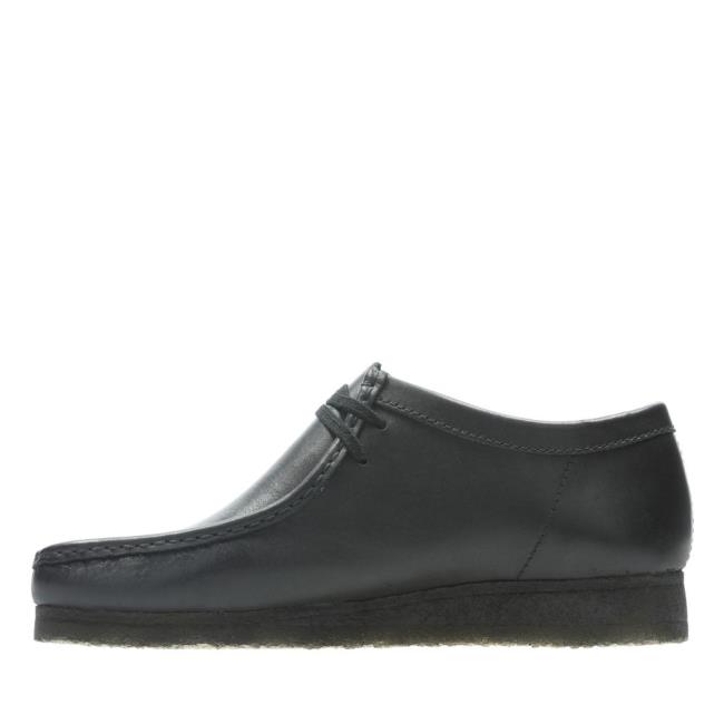 Czarne Buty Damskie Clarks Wallabee Czarne | CLK729BRA