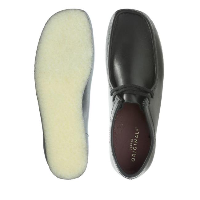 Czarne Buty Damskie Clarks Wallabee Czarne | CLK729BRA