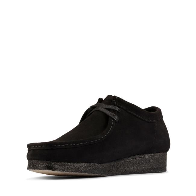 Czarne Buty Damskie Clarks Wallabee Czarne | CLK980UXO