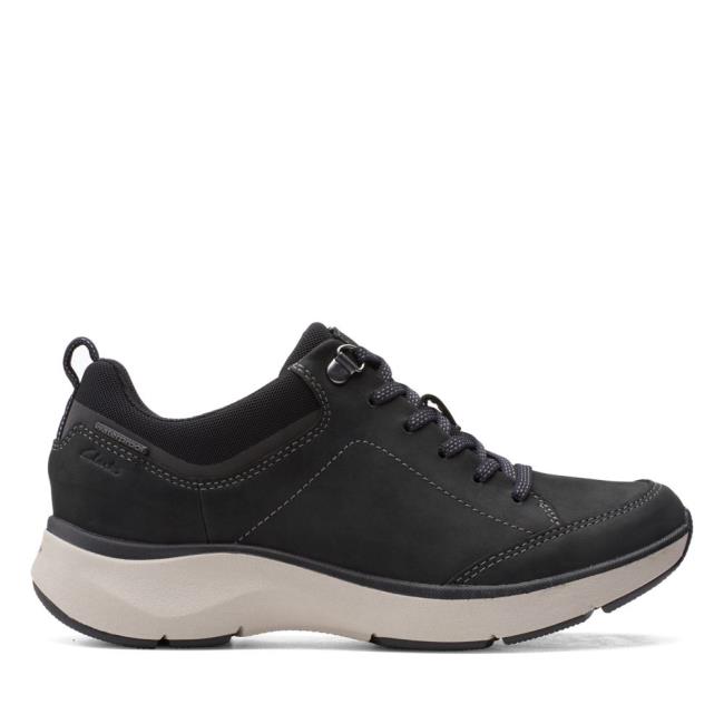 Czarne Buty Damskie Clarks Wave 2.0 Koronkowe. Czarne | CLK920BQK