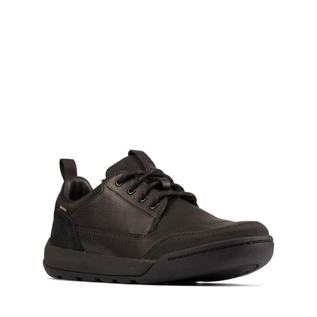 Czarne Buty Męskie Clarks Ashcombe Lo GORE-TEX Czarne | CLK381TPK