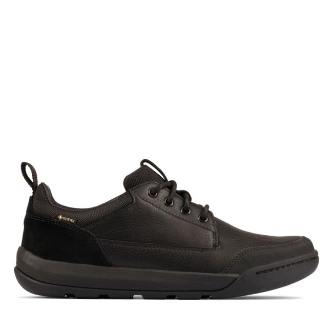 Czarne Buty Męskie Clarks Ashcombe Lo GORE-TEX Czarne | CLK381TPK