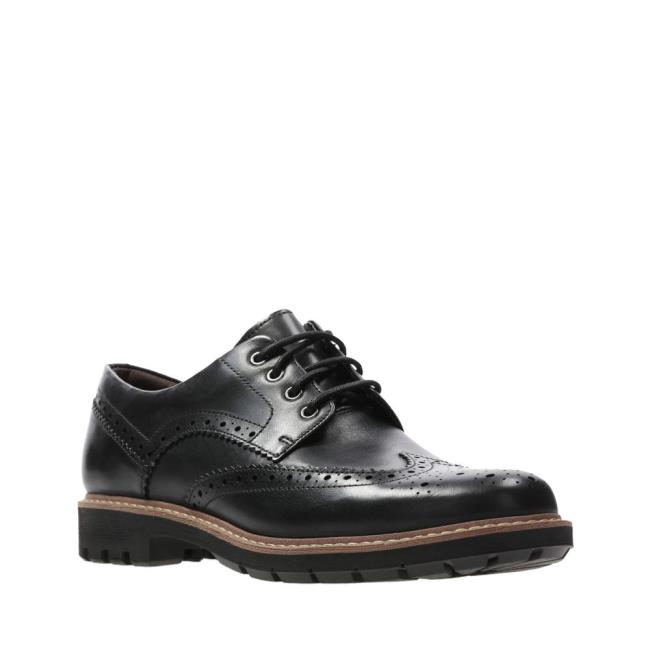 Czarne Buty Męskie Clarks Batcombe Wing Czarne | CLK906WHD