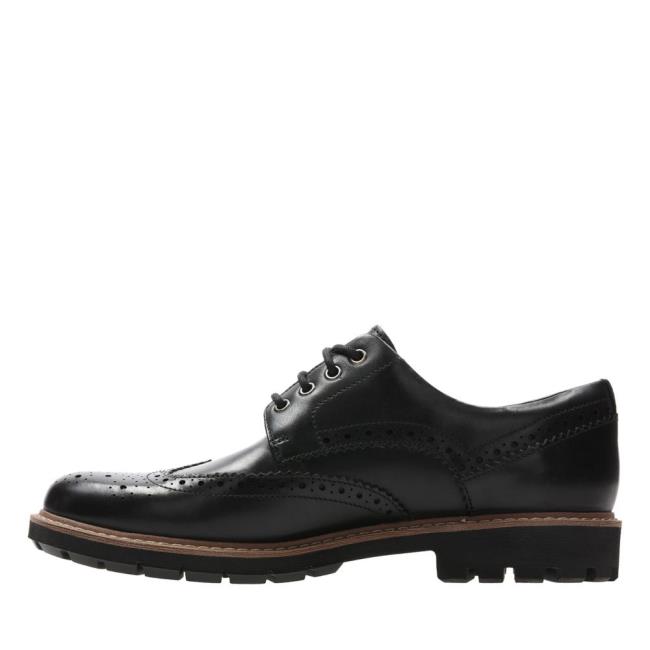 Czarne Buty Męskie Clarks Batcombe Wing Czarne | CLK906WHD