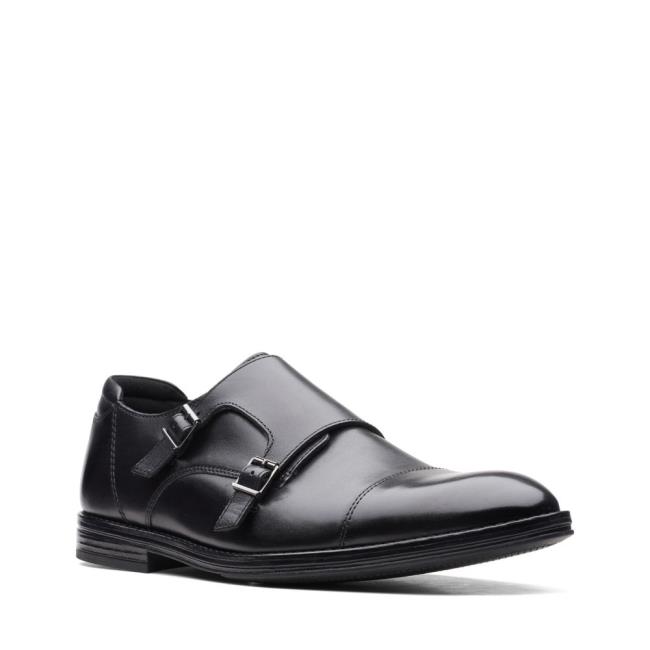 Czarne Buty Męskie Clarks Citi Stride Monk Czarne | CLK742FSE