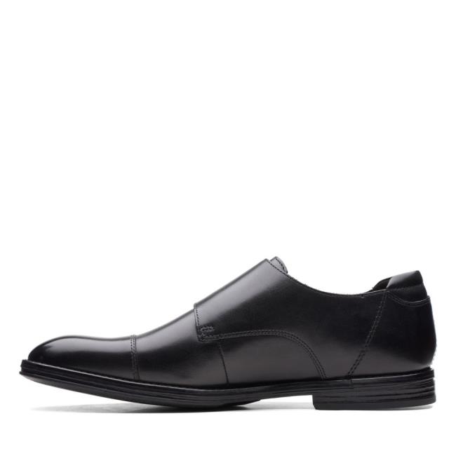 Czarne Buty Męskie Clarks Citi Stride Monk Czarne | CLK742FSE