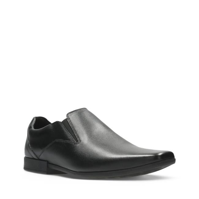 Czarne Buty Męskie Clarks Glement Slip Czarne | CLK546OMI