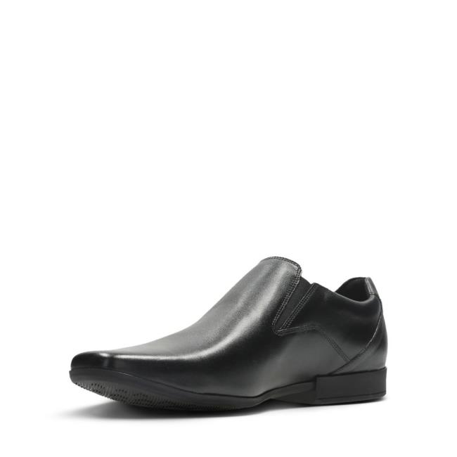 Czarne Buty Męskie Clarks Glement Slip Czarne | CLK546OMI