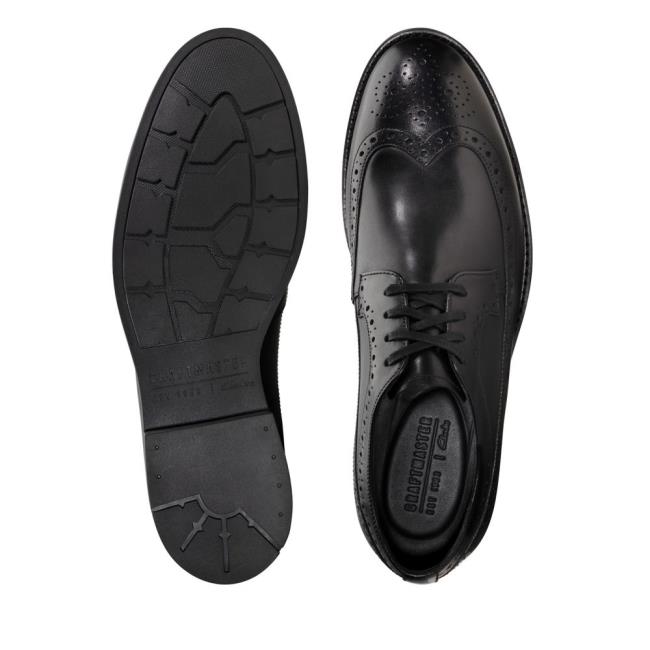 Czarne Buty Męskie Clarks Ronnie Limit Czarne | CLK530DCN