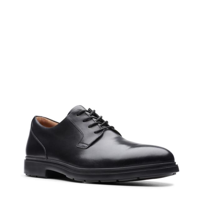 Czarne Buty Męskie Clarks Un Tailor Tie Czarne | CLK951SCN