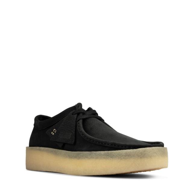 Czarne Buty Męskie Clarks Wallabee Cup Czarne | CLK824DJG