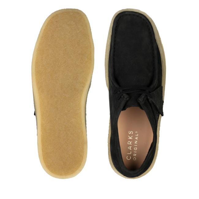 Czarne Buty Męskie Clarks Wallabee Cup Czarne | CLK824DJG