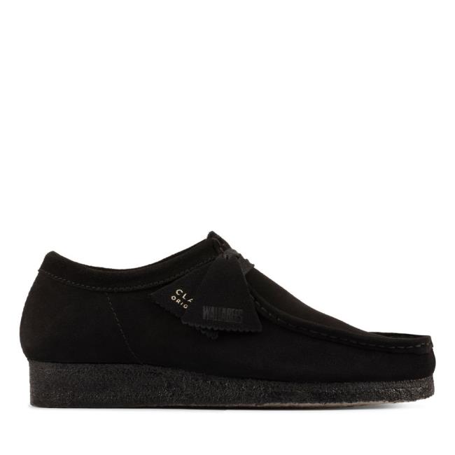 Czarne Buty Męskie Clarks Wallabee Czarne | CLK459YDI