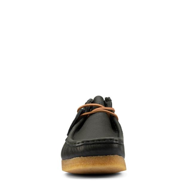 Czarne Buty Męskie Clarks Wallabee Czarne Beżowe | CLK756LFZ