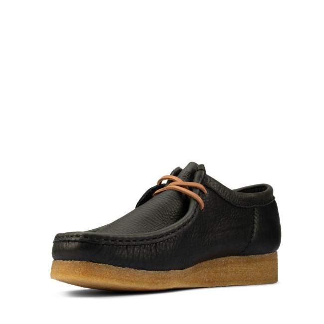 Czarne Buty Męskie Clarks Wallabee Czarne Beżowe | CLK756LFZ