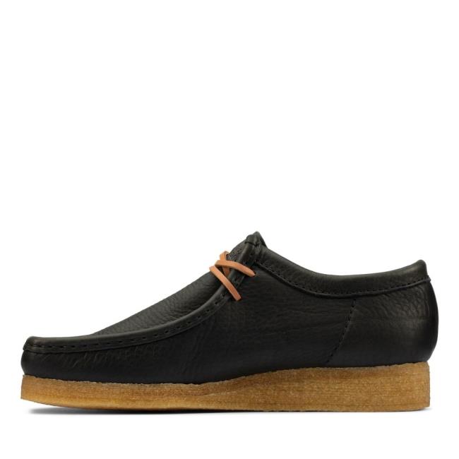 Czarne Buty Męskie Clarks Wallabee Czarne Beżowe | CLK756LFZ