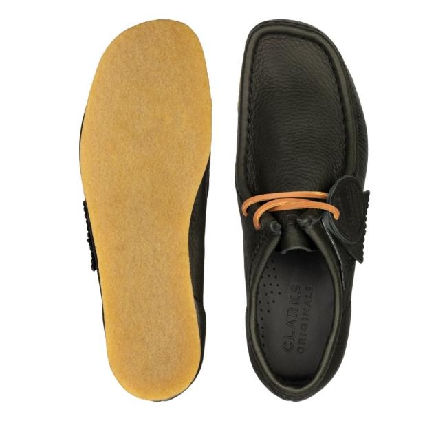 Czarne Buty Męskie Clarks Wallabee Czarne Beżowe | CLK756LFZ