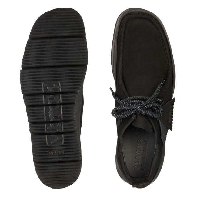 Czarne Buty Męskie Clarks Wallabee Hiker Czarne | CLK796CIR