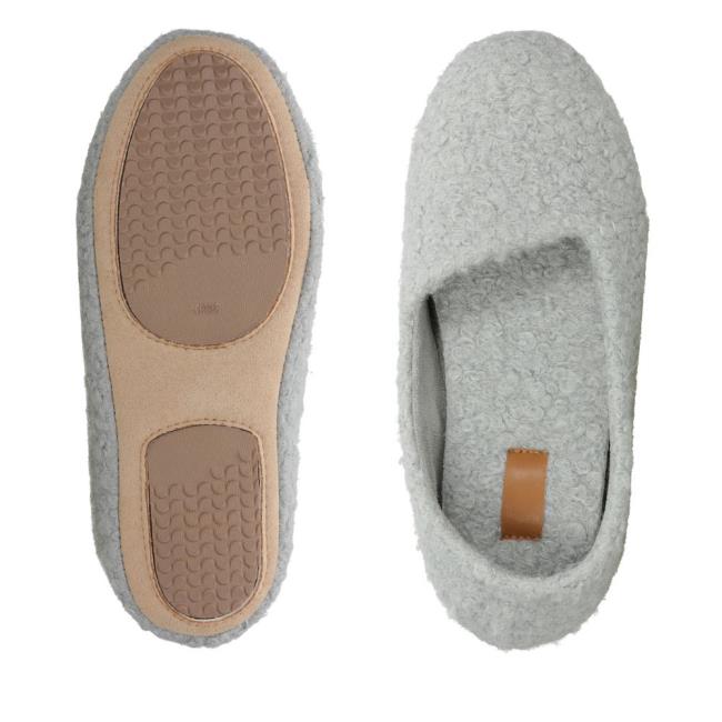 Kapcie Damskie Clarks Cozily Curl Szare | CLK237QFJ