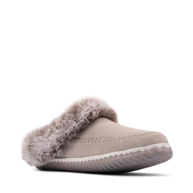 Kapcie Damskie Clarks Home 2 Soft Szare | CLK176QBA