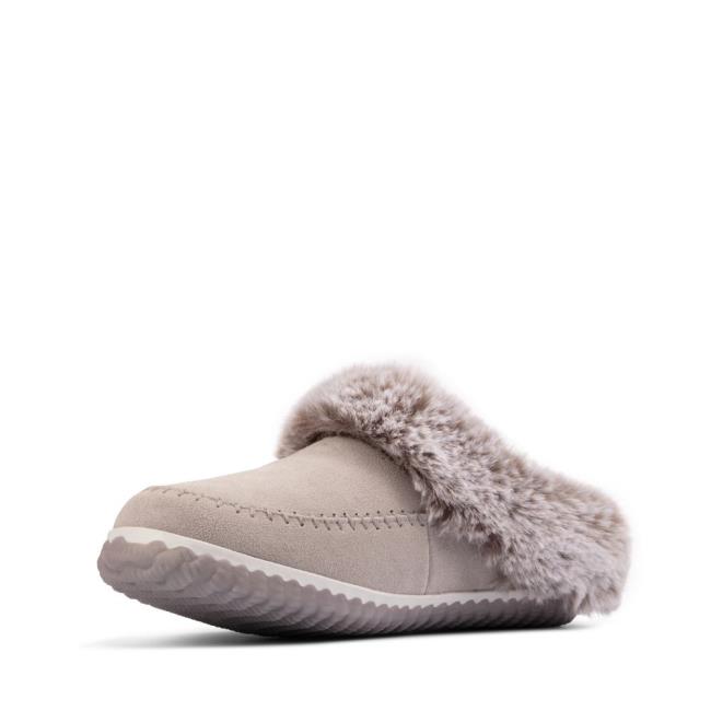 Kapcie Damskie Clarks Home 2 Soft Szare | CLK176QBA