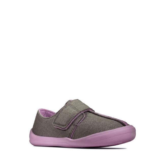 Kapcie Dziewczynka Clarks Yin Spark Kid Szare | CLK836JFT