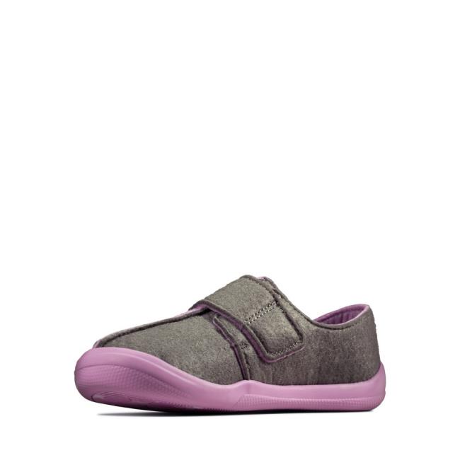 Kapcie Dziewczynka Clarks Yin Spark Kid Szare | CLK836JFT