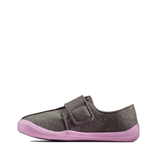 Kapcie Dziewczynka Clarks Yin Spark Kid Szare | CLK836JFT