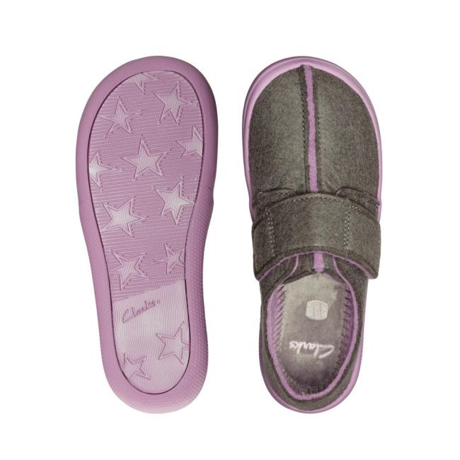 Kapcie Dziewczynka Clarks Yin Spark Kid Szare | CLK836JFT