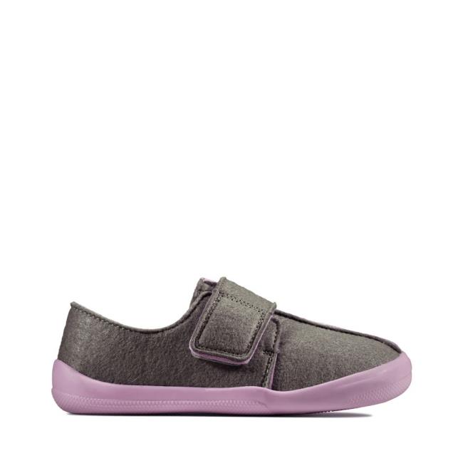 Kapcie Dziewczynka Clarks Yin Spark Kid Szare | CLK836JFT