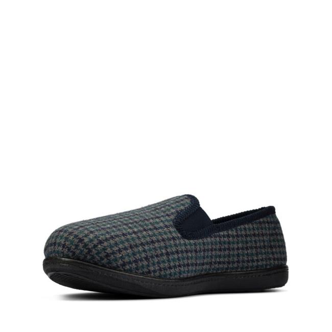 Kapcie Męskie Clarks King Twin Niebieskie | CLK536UDC