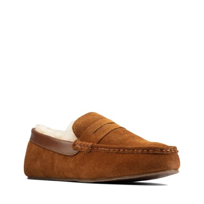 Kapcie Męskie Clarks Kite Warm Ciemny Brązowe | CLK147ZTA