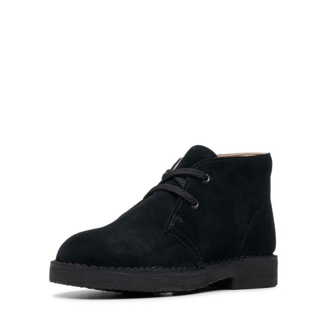 Originals Botki Chłopięce Clarks Desert Boot.. Czarne | CLK057ANX