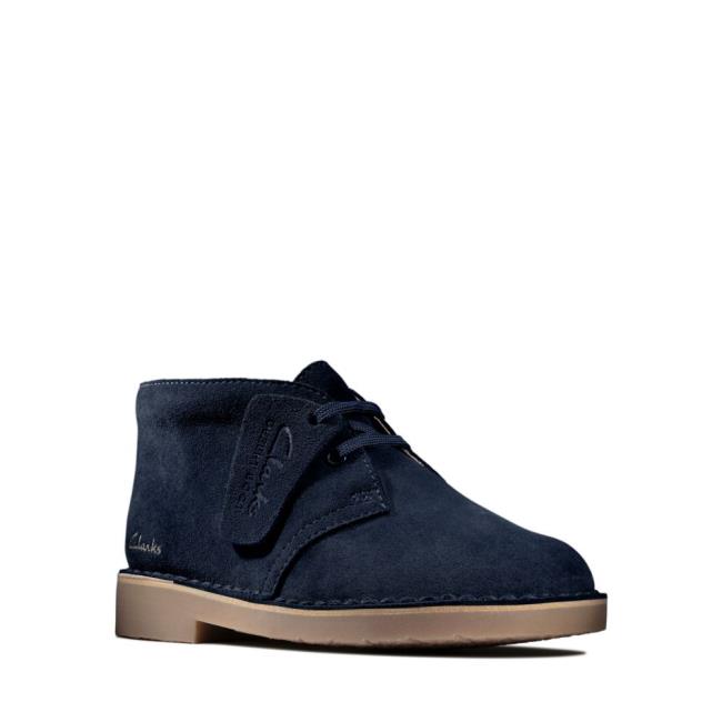 Originals Botki Chłopięce Clarks Desert Boot 2 Kid Granatowe | CLK093FHB