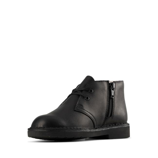 Originals Botki Chłopięce Clarks Desert Boot 2 Kid Czarne | CLK830EWA