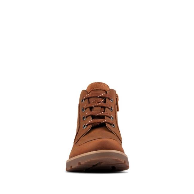 Originals Botki Chłopięce Clarks Heath Koronkowe Kid Brązowe | CLK783WLO