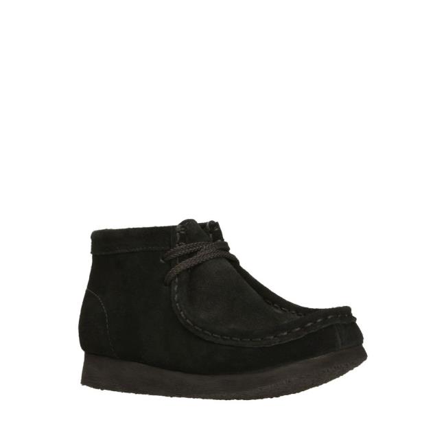 Originals Botki Chłopięce Clarks Wallabee Boot Czarne | CLK097VQC