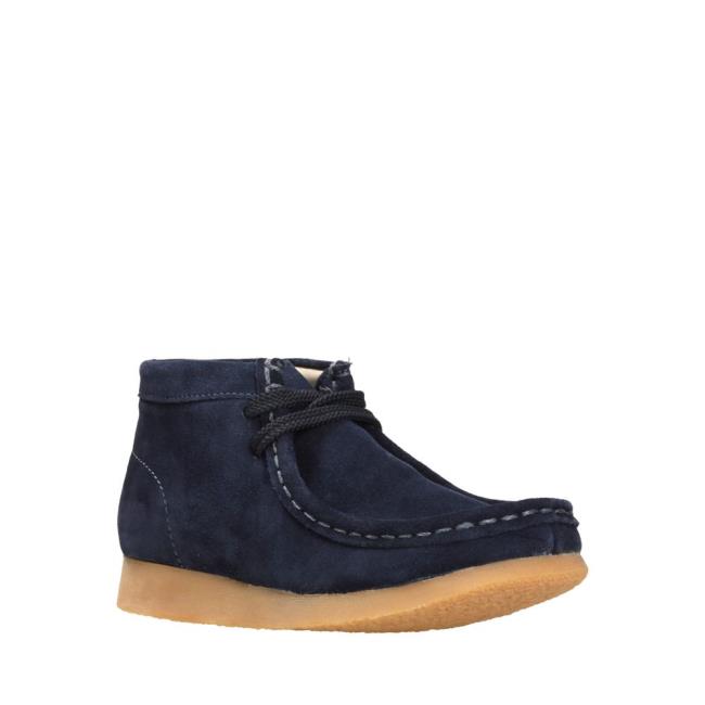 Originals Botki Chłopięce Clarks Wallabee Boot Granatowe | CLK354EHM