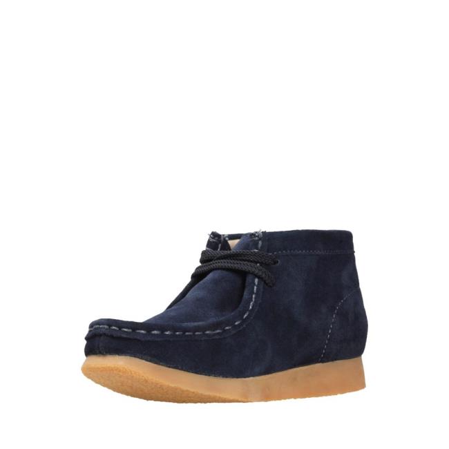 Originals Botki Chłopięce Clarks Wallabee Boot Granatowe | CLK354EHM