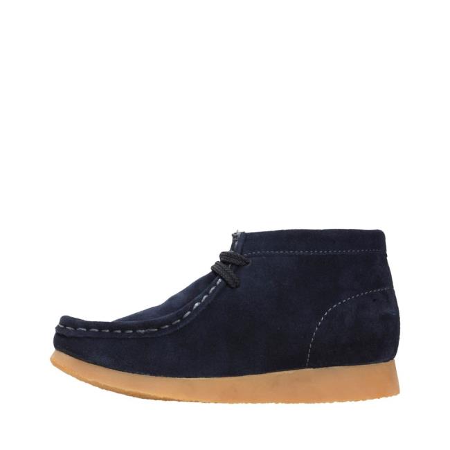 Originals Botki Chłopięce Clarks Wallabee Boot Granatowe | CLK354EHM