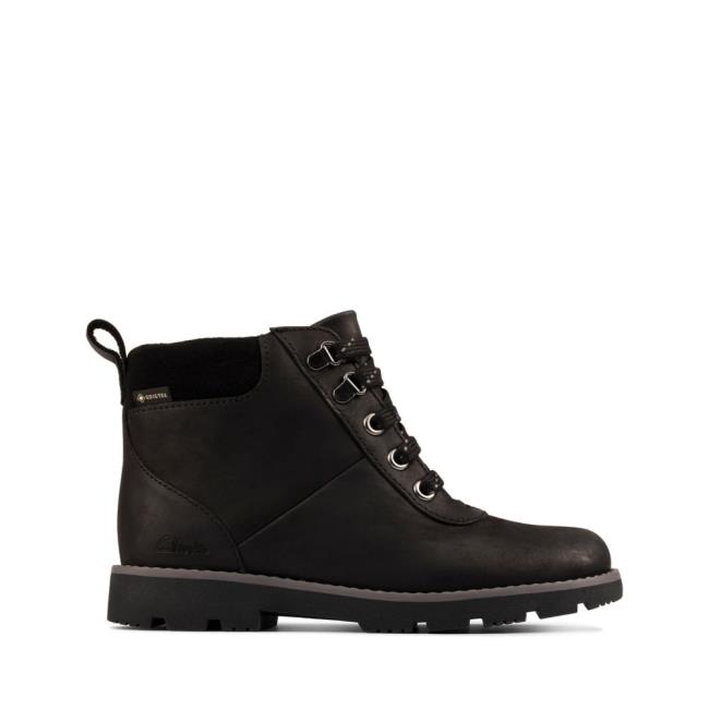 Originals Botki Dziewczynka Clarks Heath Go GORE-TEX Kid Czarne | CLK852KZO