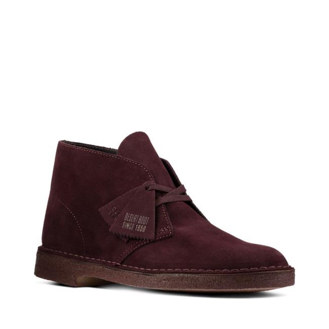 Pustynne Buty Męskie Clarks Desert Boot Bordowe | CLK102PQV