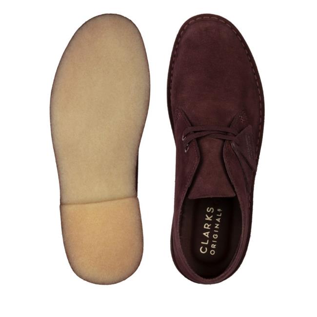 Pustynne Buty Męskie Clarks Desert Boot Bordowe | CLK102PQV