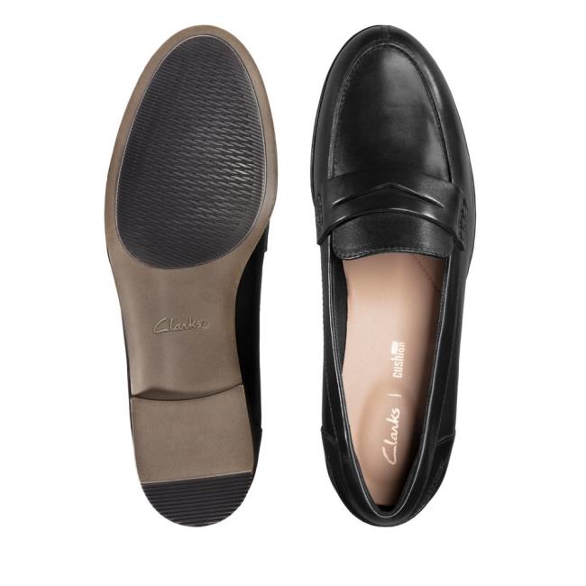 Półbuty Damskie Clarks Hamble Loafer Czarne | CLK021LNU