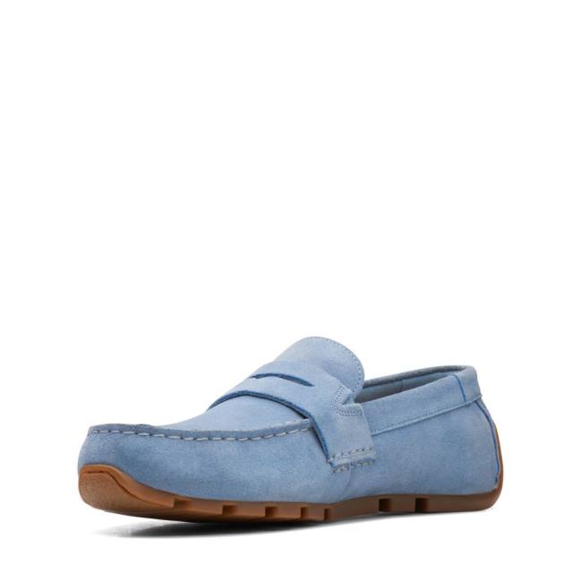 Półbuty Męskie Clarks Oswick Bar Niebieskie | CLK439XRW