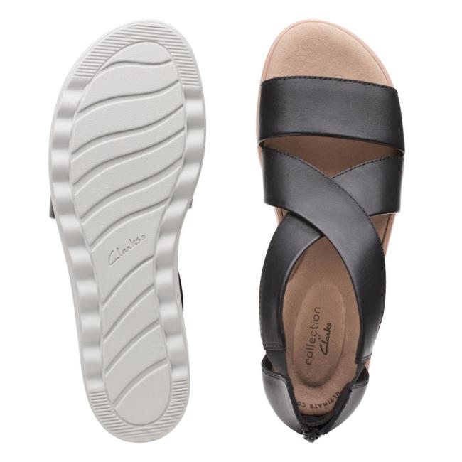 Sandały Damskie Clarks Jillian Rise Czarne | CLK674LQD