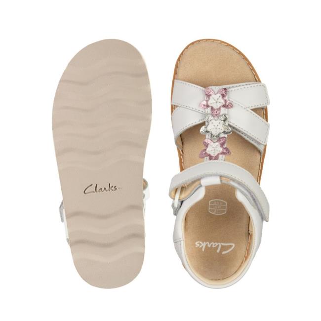 Sandały Dziewczynka Clarks Crown Flower Kid Białe | CLK375FHL