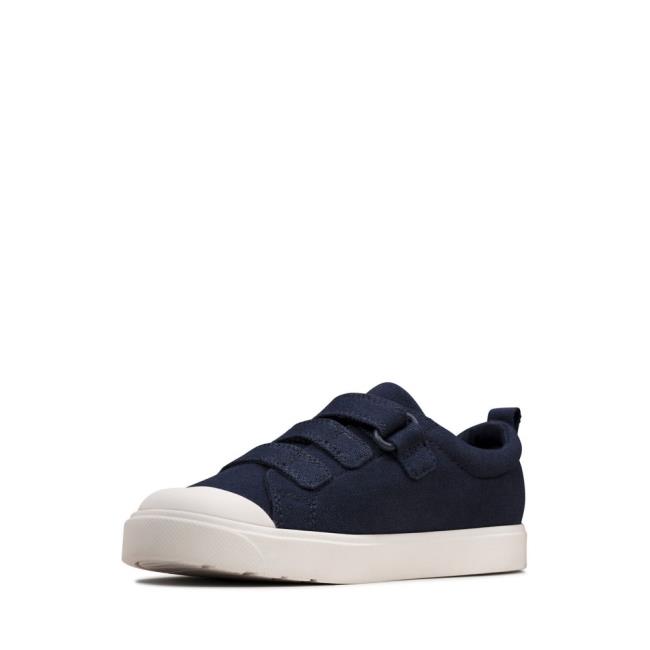 Sneakersy Niskie Chłopięce Clarks City Vibe Kid Granatowe | CLK786LOP