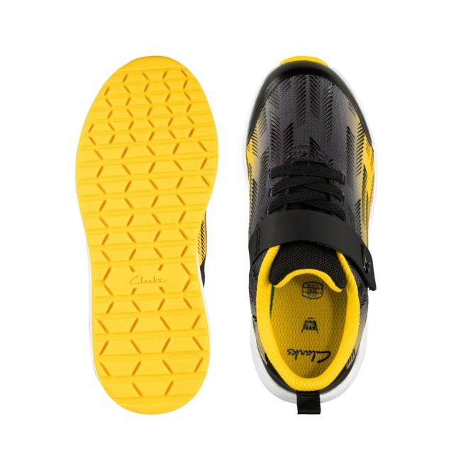 Trampki Chłopięce Clarks Aeon Pace Kid Czarne Żółte | CLK895RVE