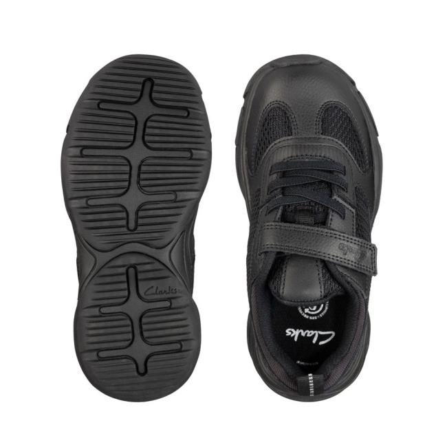 Trampki Chłopięce Clarks Kuju Run Kid Czarne | CLK489JKX